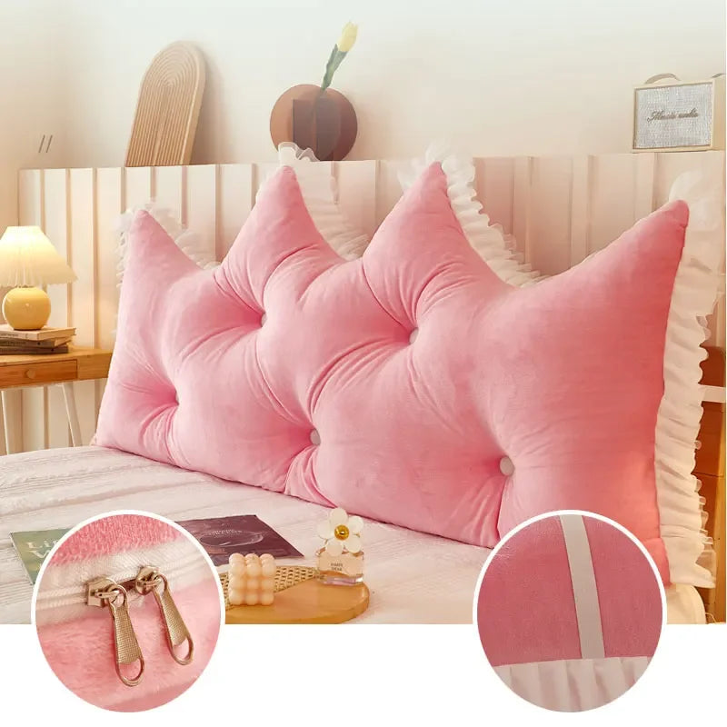Coussin tete de lit Dossier Couronne Princesse Rose