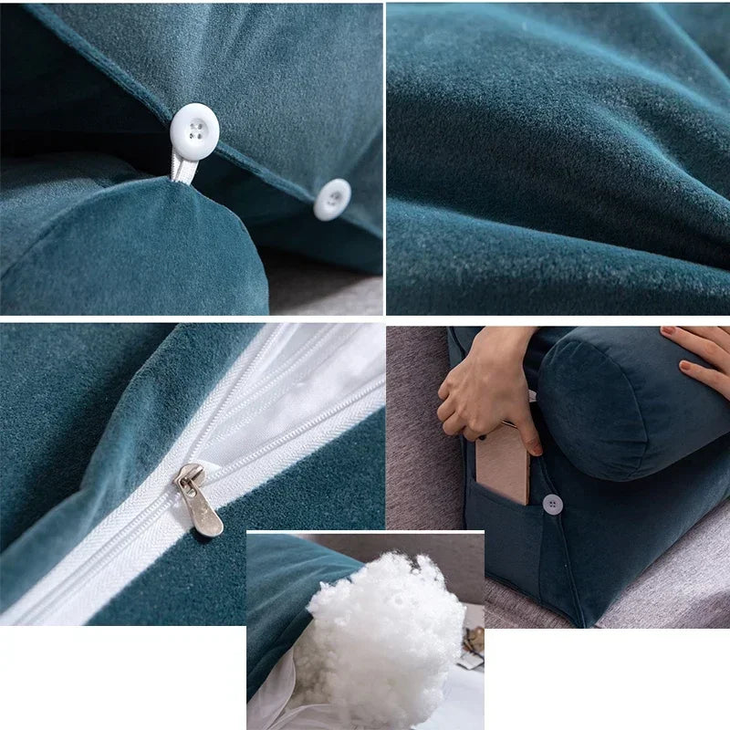 Coussin en tete de lit de Lecture Triangle Velours Ergonomique