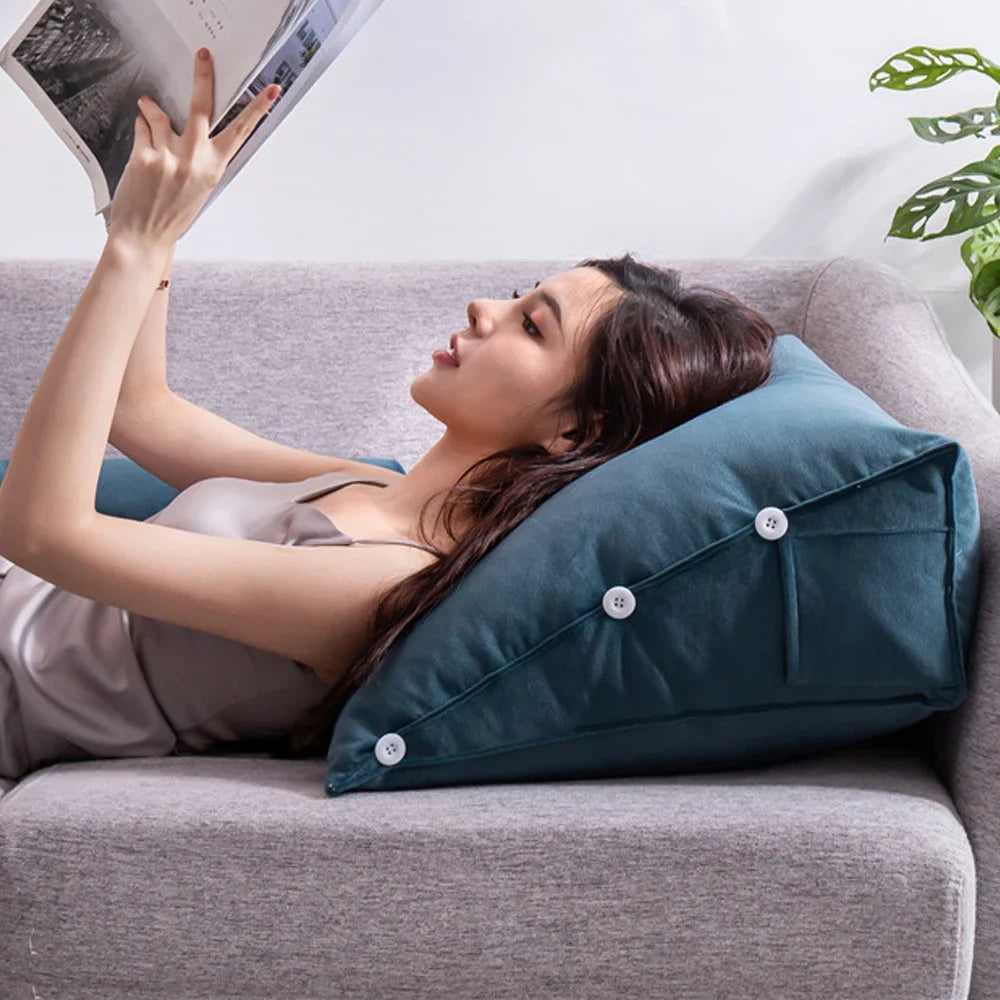 Coussin en tete de lit de Lecture Triangle Velours Ergonomique