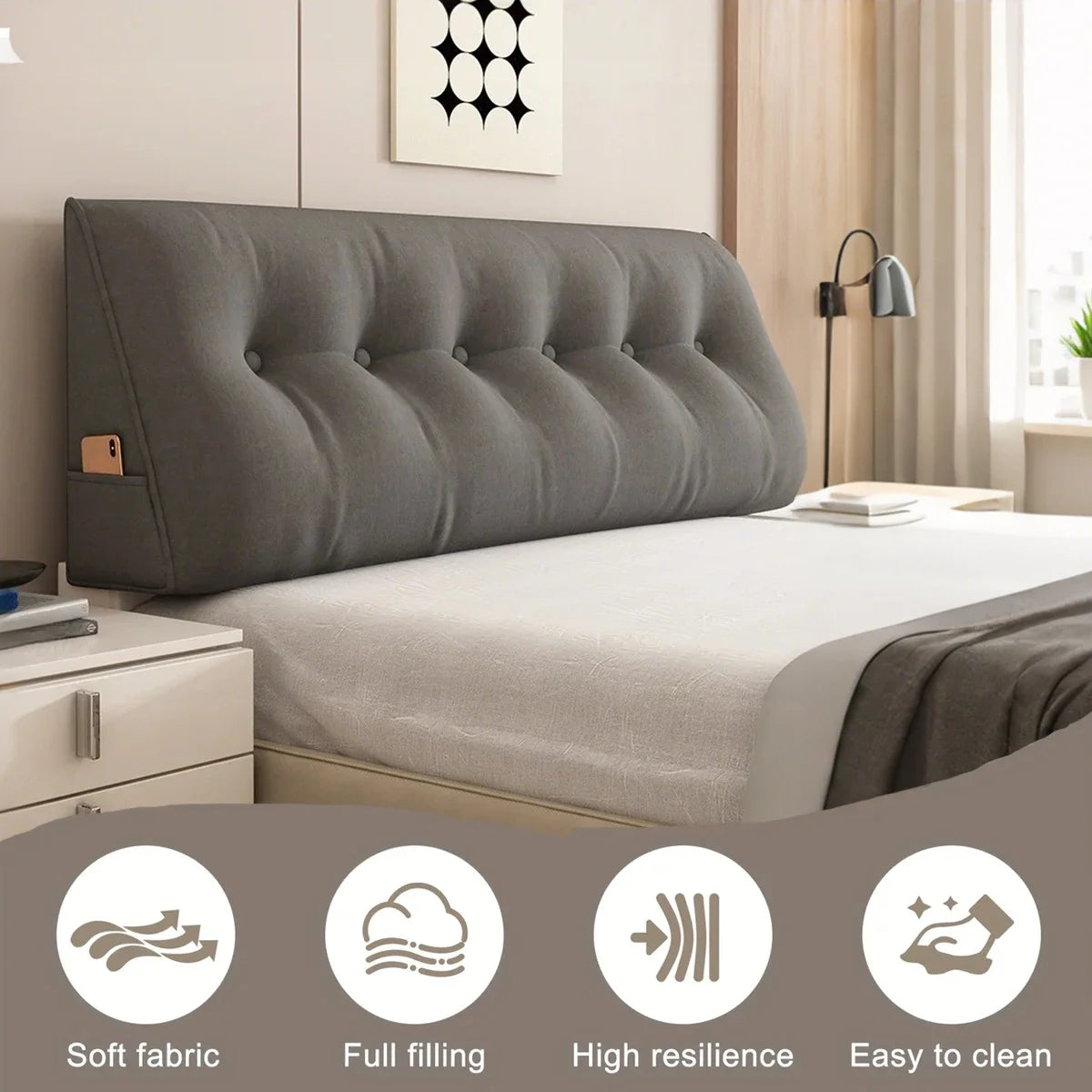 Coussin tete de lit triangulaire lecture soutien