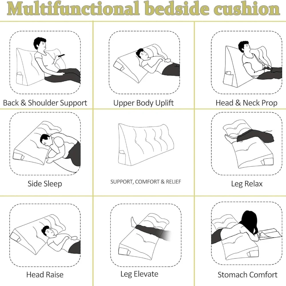 Coussin en tete de lit Dorsal Triangulaire : Confort Moderne Déhoussable